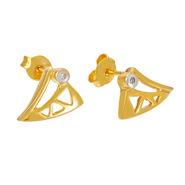 Ohrstecker, 14K, Gelb-/Weißgold, Diamanten