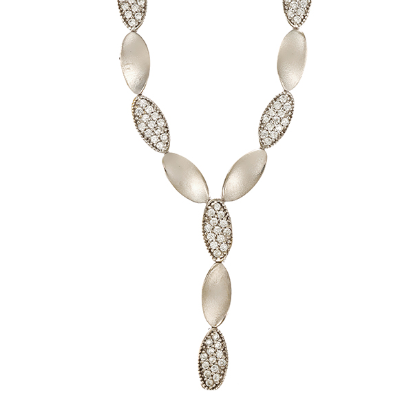 Collier, 14K, Weißgold, Zirkonia