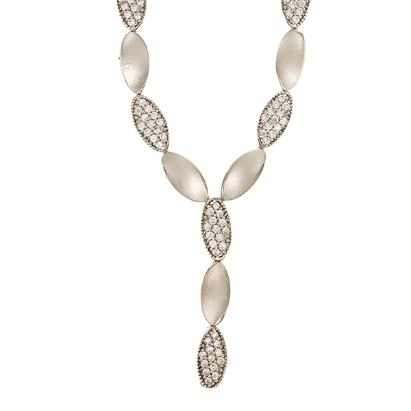 Collier, 14K, Weißgold, Zirkonia