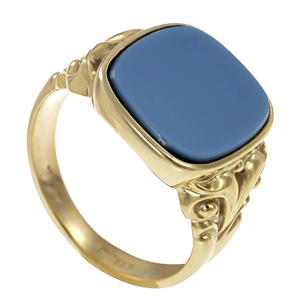 Herrenring, 8K, Gelbgold, Lagenstein