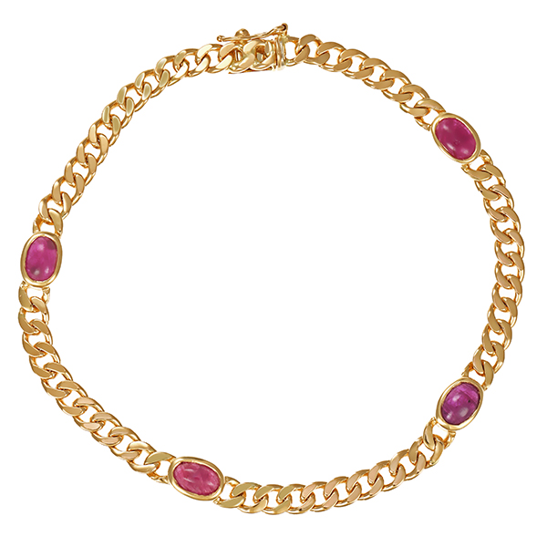 Armband, 14K, Gelbgold, Rubine, Panzer-