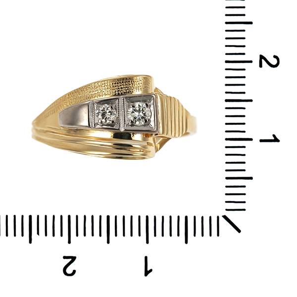 Ring, 14K, Gelb-/Weißgold, Brillanten