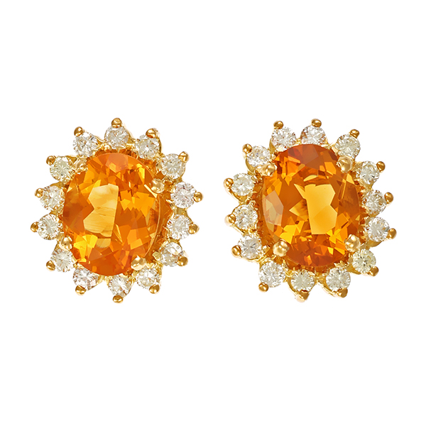Ohrstecker, 18K, Gelbgold, Citrin, Brillanten 0,56 ct