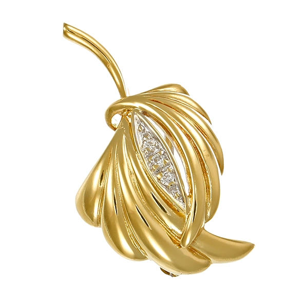 Brosche, 14K, Gelb/-Weißgold, Brillanten