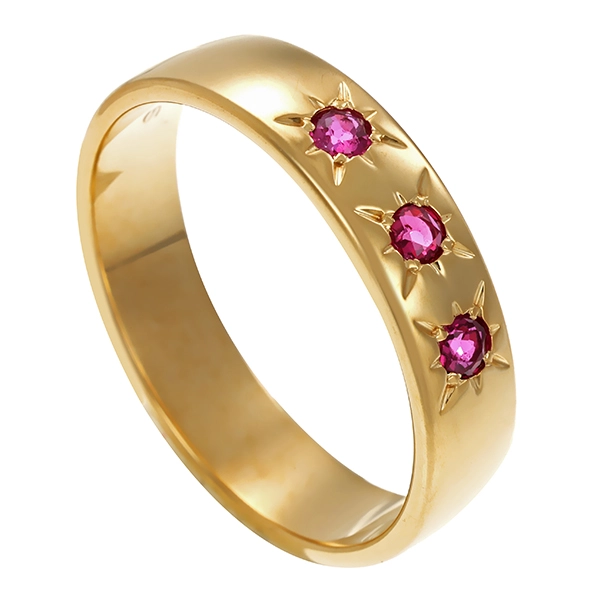 Ring, 14K, Gelbgold, Rubine