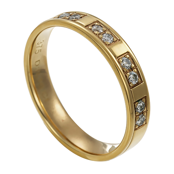Diamantring, 9K, Gelbgold, Brillanten 0,16 ct