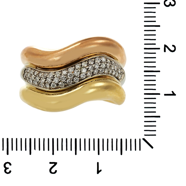 Diamantring, 18K, Rot-/Weiß-/Gelbgold, Brillanten