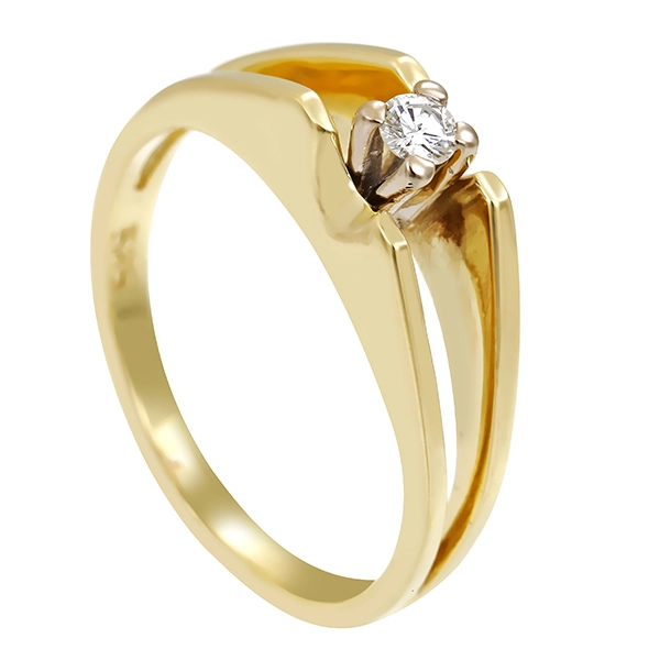 Diamantring, 14K, Gelb-/Weißgold, Brillant