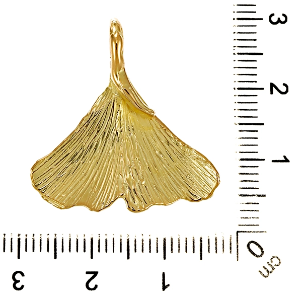 Anhänger, 14K, Gelbgold, Ginkgo