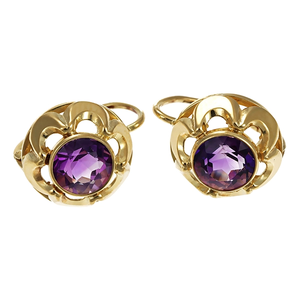 Ohrhänger, 14K, Gelbgold, Amethyste