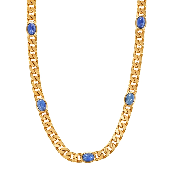Collier, 18K, Gelbgold, Saphire, Panzer-