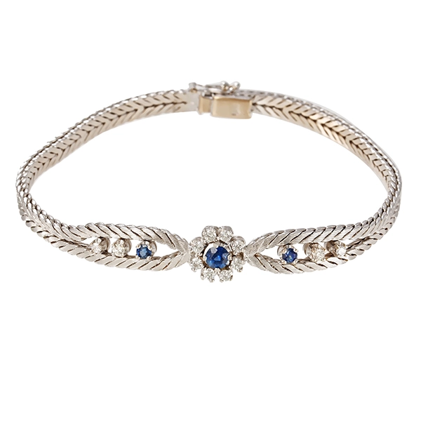 Armband, 14K, Weißgold, Saphire, Brillanten, Diamanten