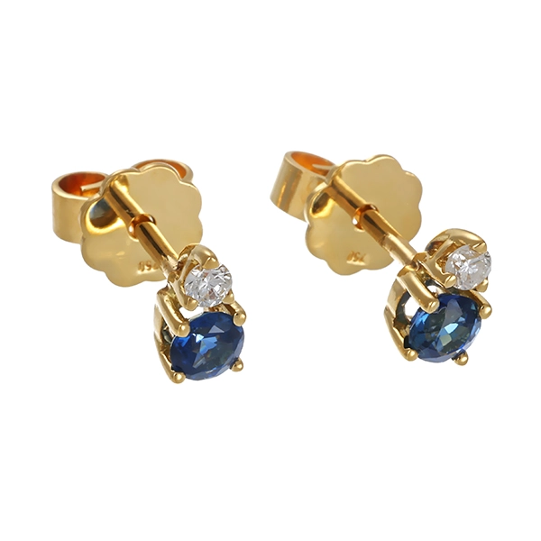 Ohrstecker, 18K, Gelbgold, Saphir, Brillant