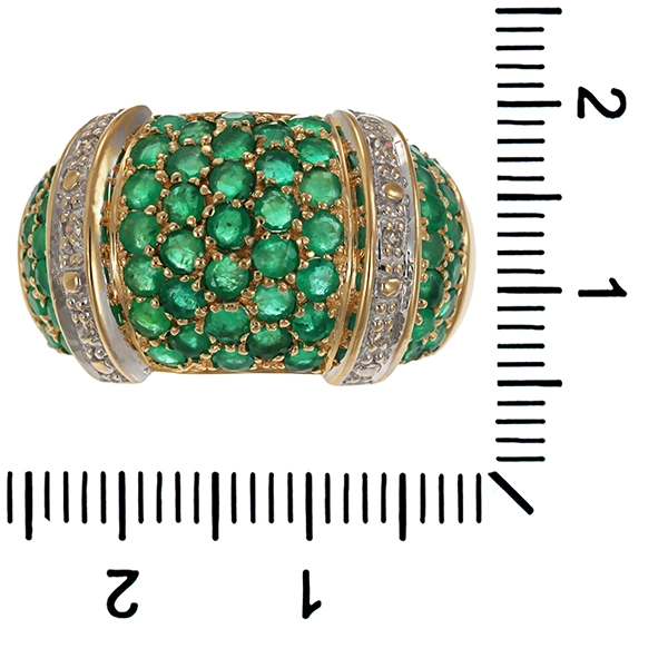 Ring, 14K, Gelb-/Weißgold, Smaragde, Diamanten