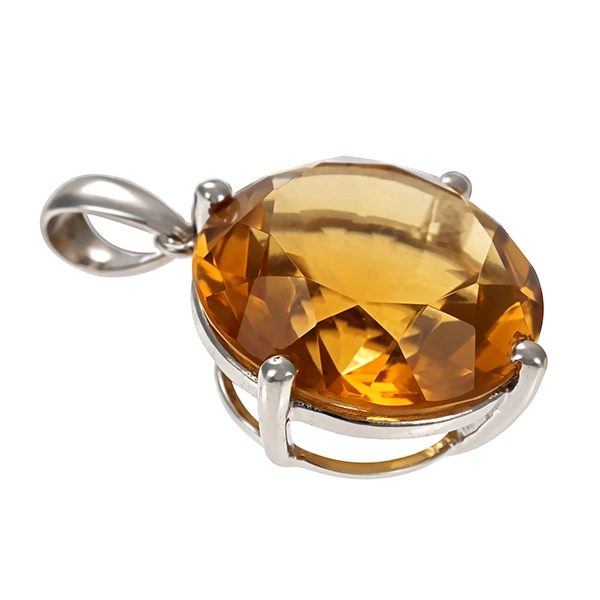 Anhänger, 18K, Weißgold, Citrin