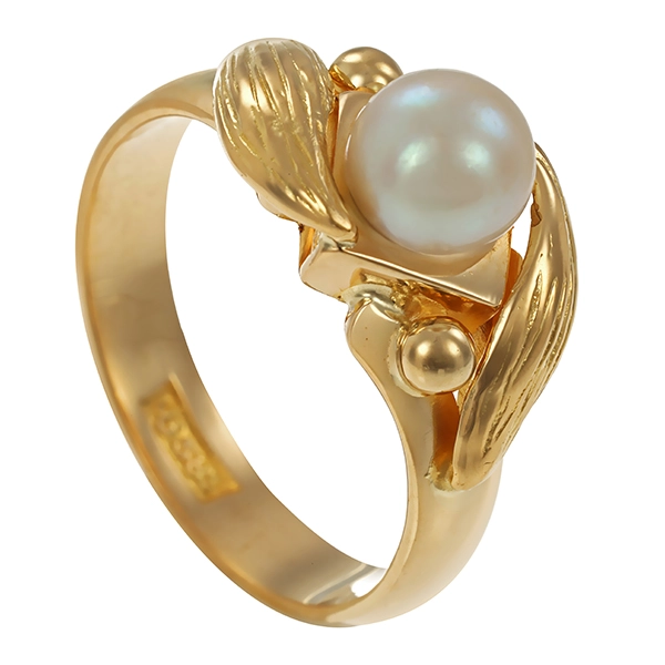 Ring, 14K, Gelbgold, Perle