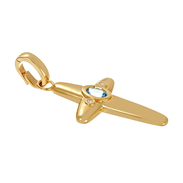 Anhänger, 14K, Gelbgold, Topas, Brillanten, Kreuz