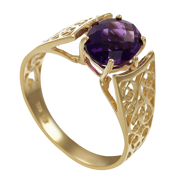 Ring, 9K, Gelbgold, Amethyst