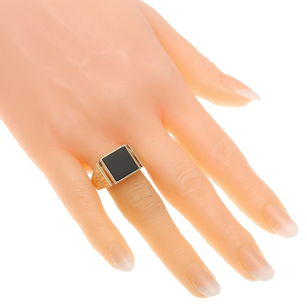 Herrenring, 8K, Gelbgold, Onyx