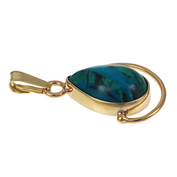 Anhänger, 14K, Gelbgold, Türkis