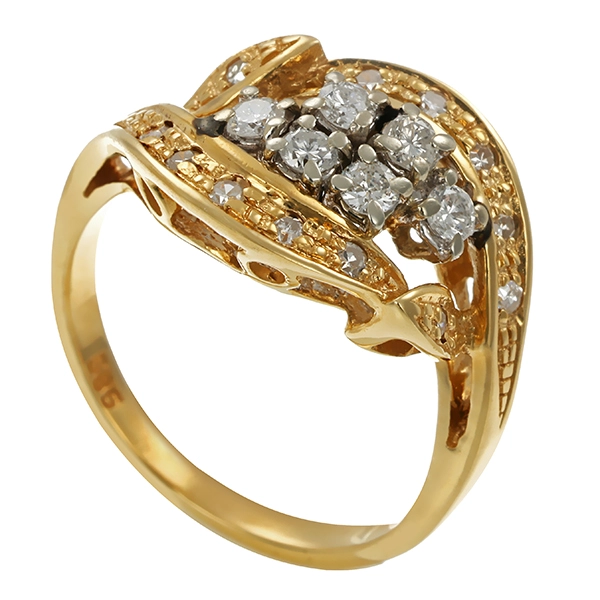 Ring, 14K, Gelb-/Weißgold, Brillanten, Diamanten