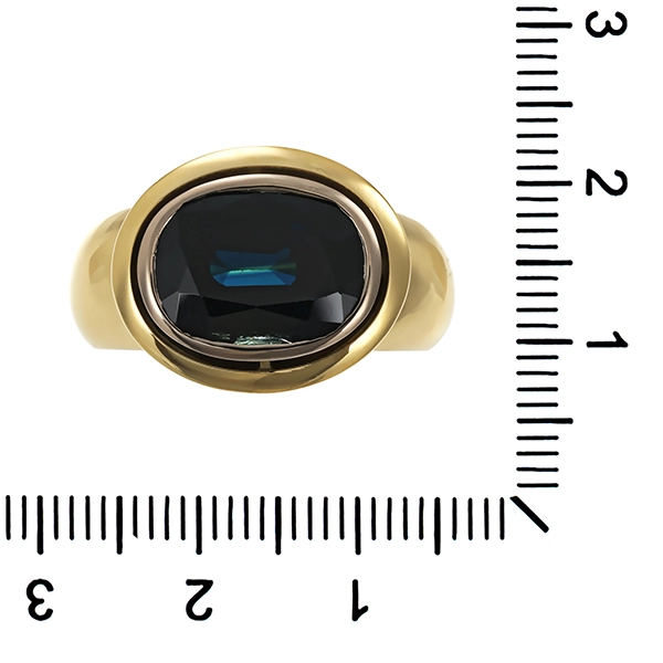 Ring, 14K, Gelb-/Weißgold, Saphir