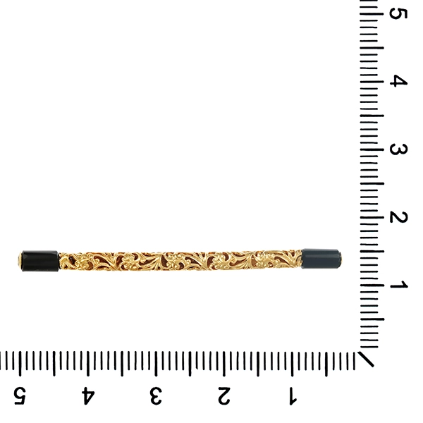 Brosche, 14K, Gelbgold, Onyx, Antik