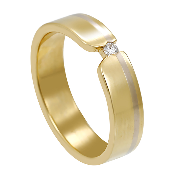 Diamantring, 14K, Gelb-/Weißgold, Brillant