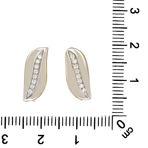 Ohrhänger, 14K, Gelb-/Weißgold, Zirkonia