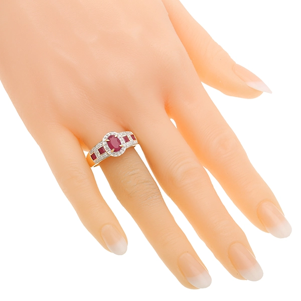 Ring, 18K, Gelbgold, Rubin, Diamant