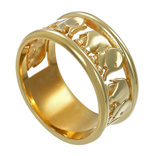 Ring, 14K, Gelbgold, Elefant