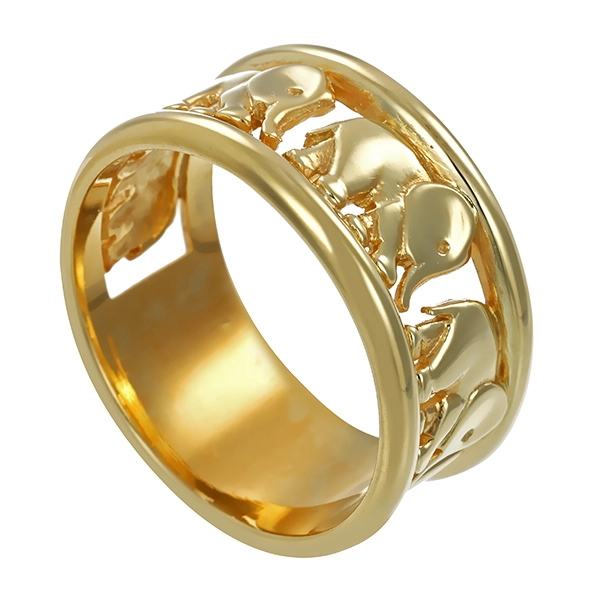 Ring, 14K, Gelbgold, Elefant