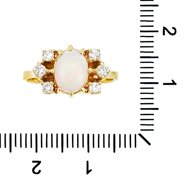 Ring, 14K, Gelbgold, Opal, Brillanten