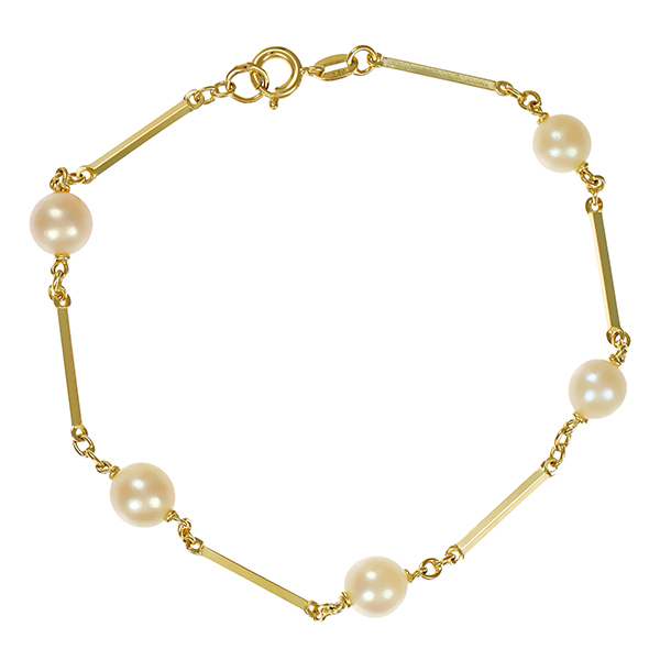 Armband, 14K, Gelbgold, Perlen