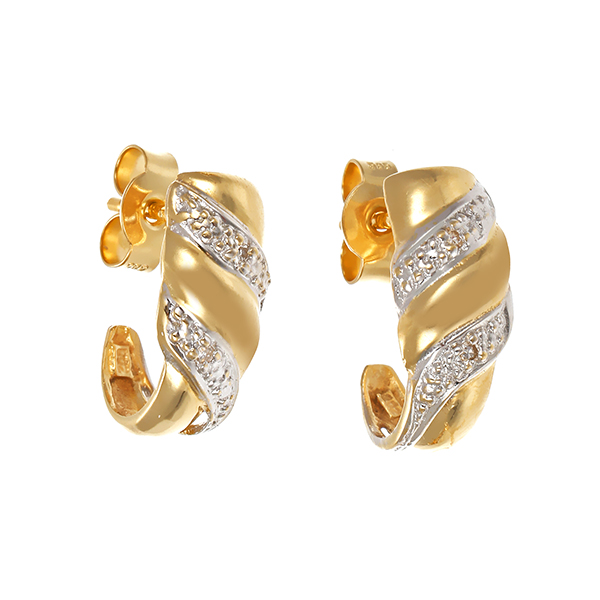 Ohrstecker, 14K, Gelb-/Weißgold, Diamanten