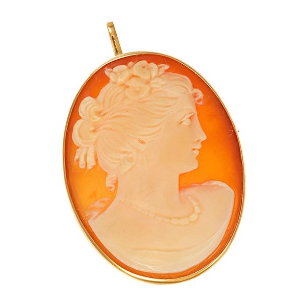 Anhänger broschiert, 18K, Gelbgold, Gemme