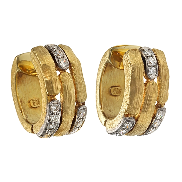 Creolen, 14K, Gelb-/Weißgold, Brillanten