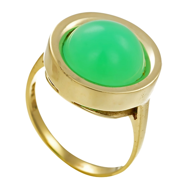 Ring, 8K, Gelbgold, Chrysopras