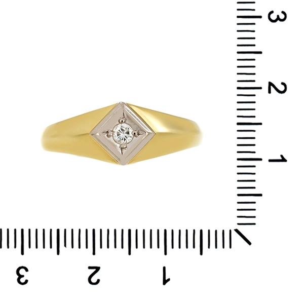 Herrenring, 14K, Gelb-/Weißgold, Brillant 0,10 ct