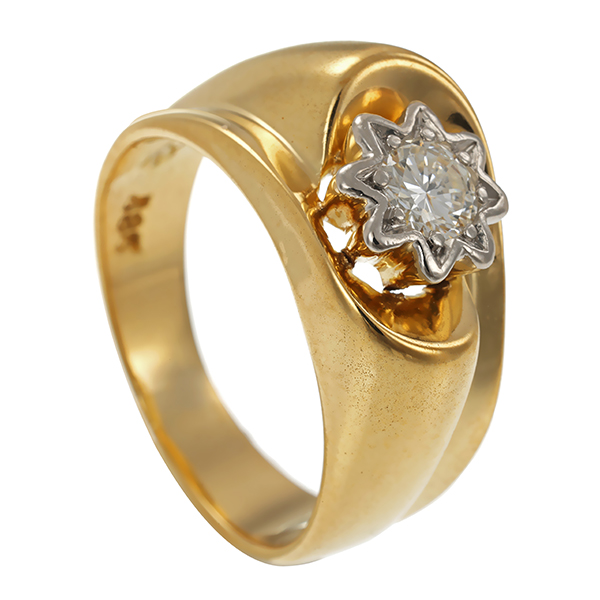 Diamantring, 14K, Gelb-/Weißgold, Brillant 0,32 ct