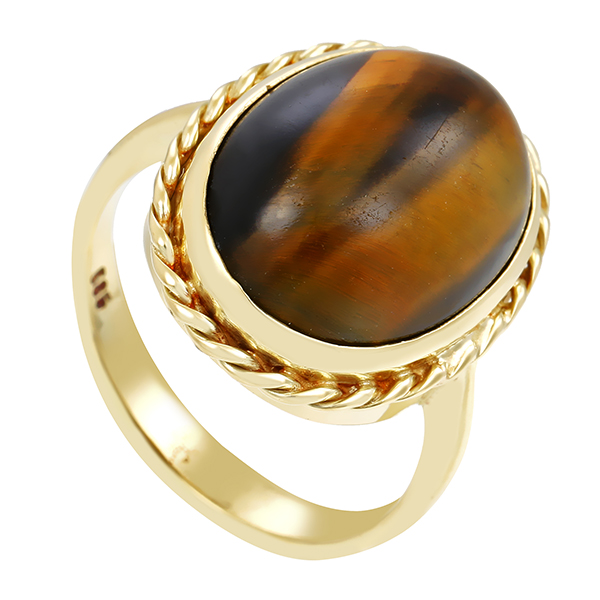 Ring, 14K, Gelbgold, Tigerauge