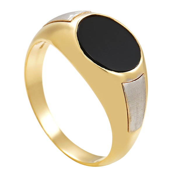 Ring, 14K, Gelbgold, Onyx