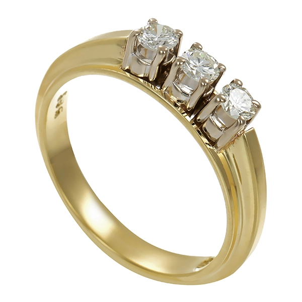 Diamantring, 14K, Gelb-/Weißgold, Brillanten