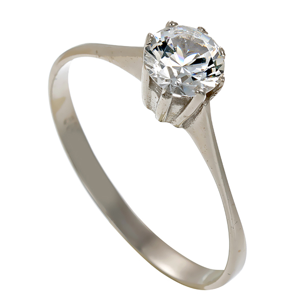 Ring, 14K, Weißgold, Zirkonia