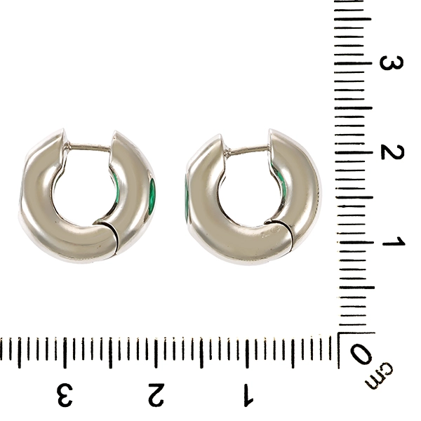 Ohrringe, 18K, Weißgold, Smaragd, rhodiniert