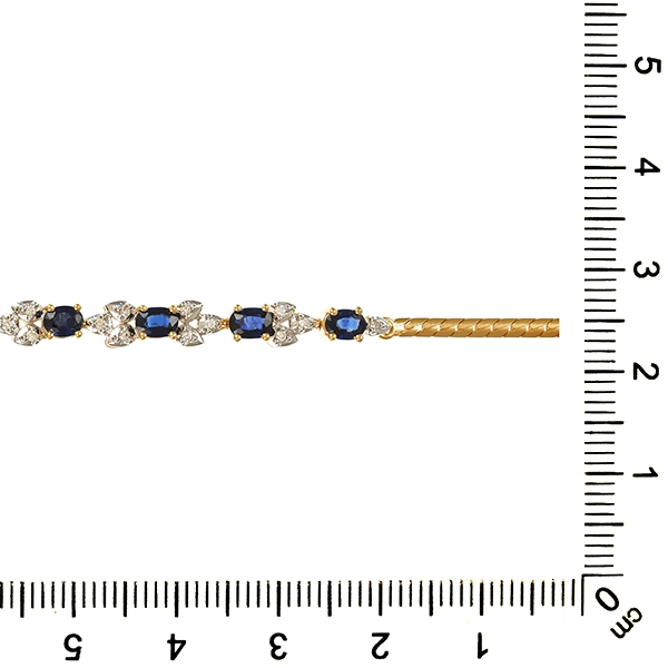 Armband, 14K, Gelb-/Weißgold, Brillanten, Saphire