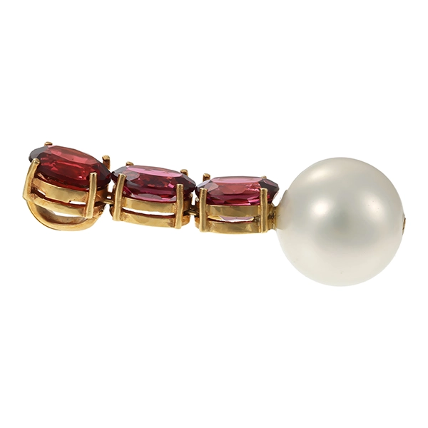 Anhänger, 14K, Gelbgold, Perle, Rhodolithe