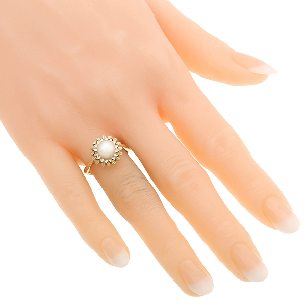 Ring, 18K, Gelb-/Weißgold, Perle