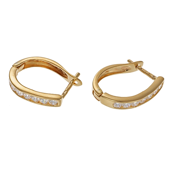 Creolen, 14K, Gelbgold, 14 Zirkonia