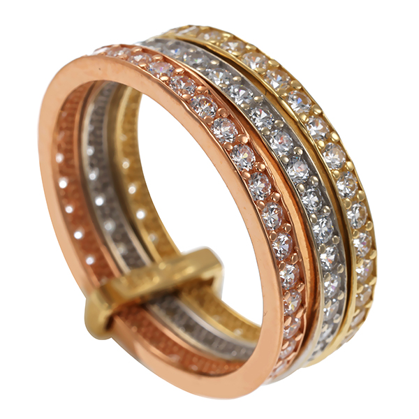 Ring, 14K, Rot-/Weiß-/Gelbgold, Zirkonia